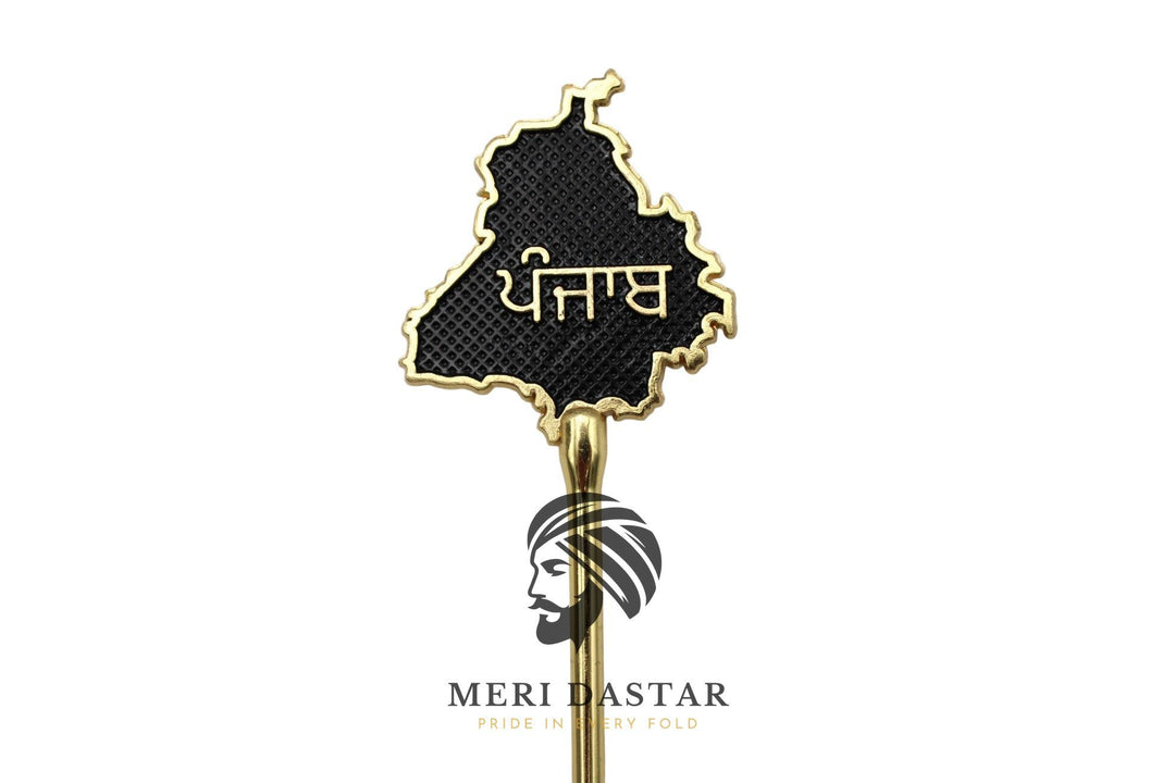 Golden Metallic map of Punjab with text on a white background