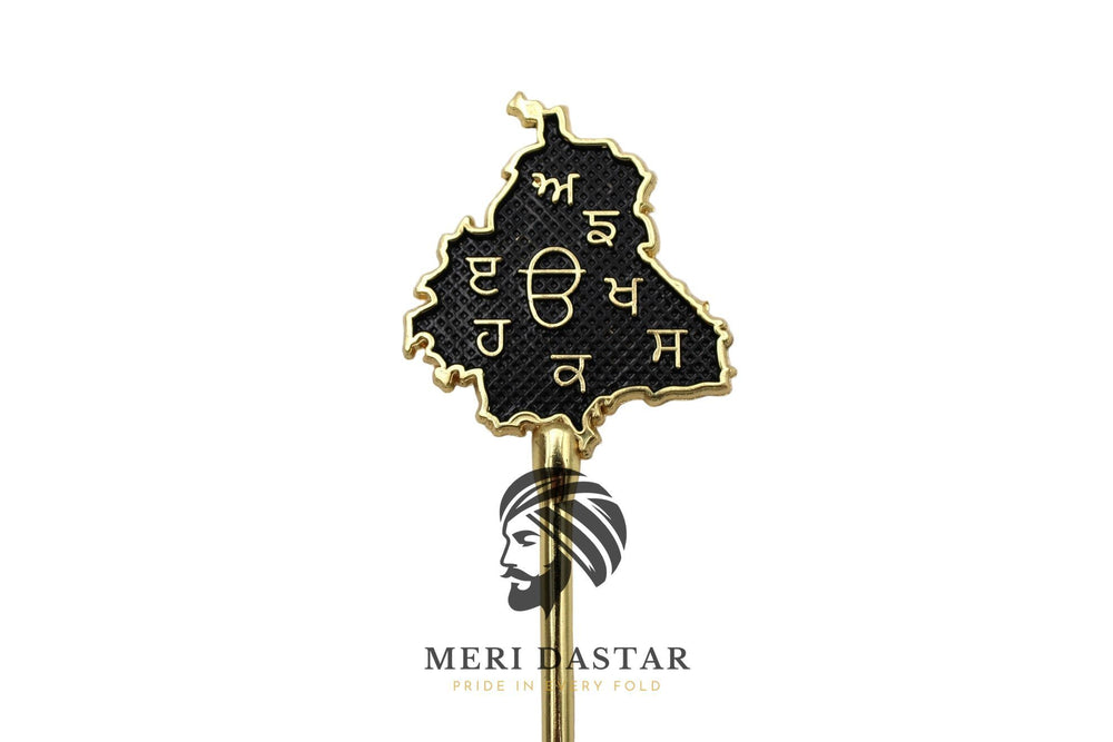 Golden Metallic map of Punjab with text on a white background