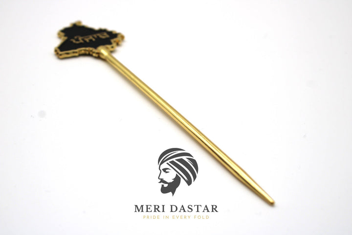 Golden Metallic map of Punjab with text on a white background