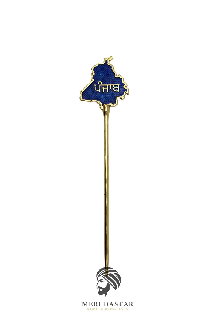 Golden Metallic map of Punjab with text on a white background